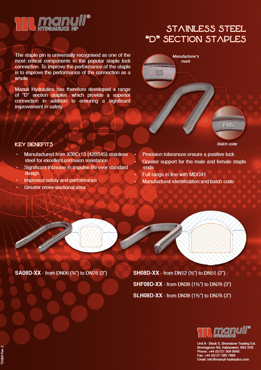 Stainless Steel D Section Staples Datasheet cover